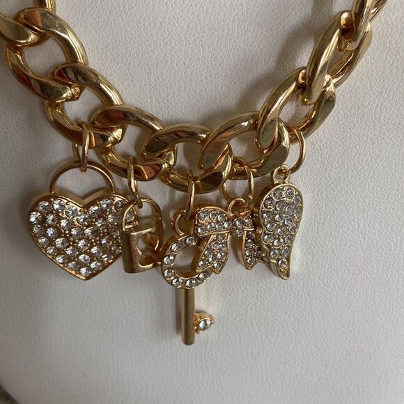 Lane Bryant Chunky Gold color Metal with pendants Rhinestone - Picture 4 of 6